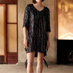 Velvet By Graham And Spencer Elisa Retro Sequin Drape‎ Dress Size Small